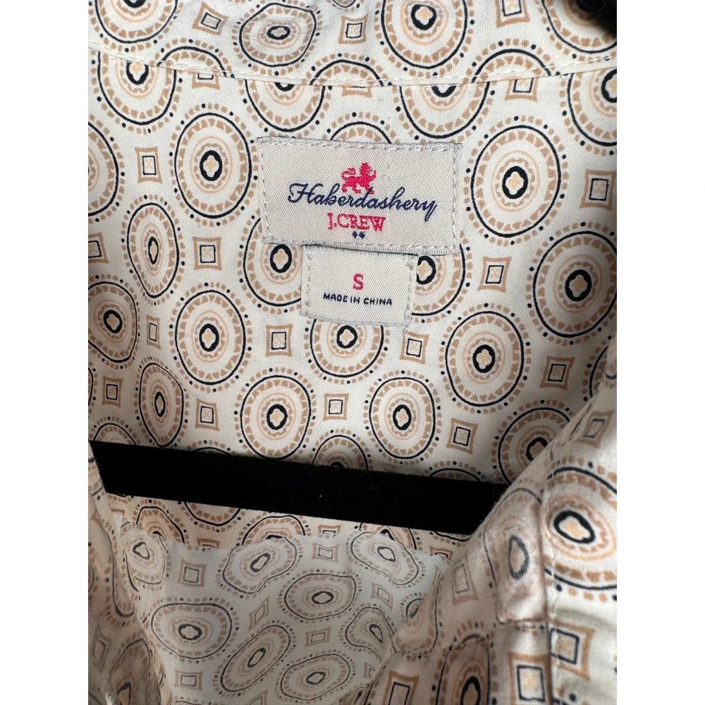 J.Crew Haberdashery Geometric Print Button-Up Shirt‎ Small Beige Tan Cotton